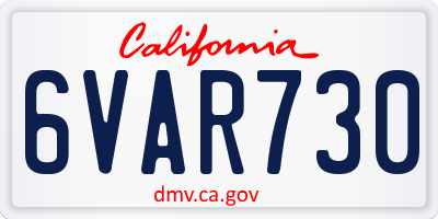 CA license plate 6VAR730