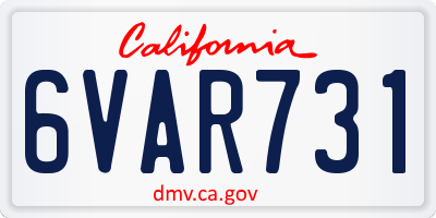 CA license plate 6VAR731