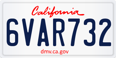 CA license plate 6VAR732