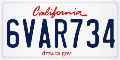 CA license plate 6VAR734