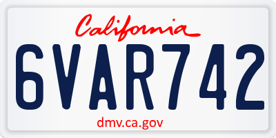 CA license plate 6VAR742