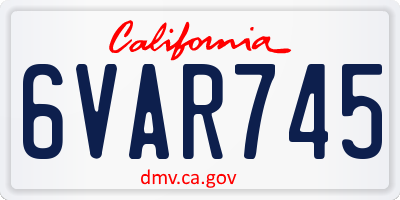 CA license plate 6VAR745