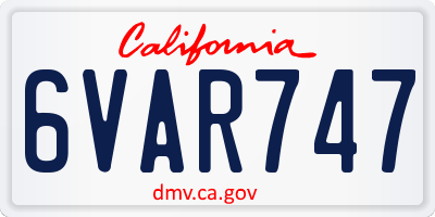 CA license plate 6VAR747