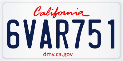 CA license plate 6VAR751