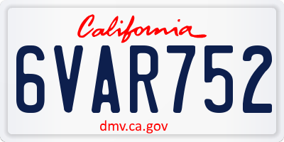 CA license plate 6VAR752