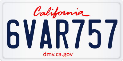 CA license plate 6VAR757