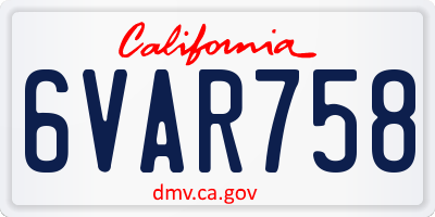 CA license plate 6VAR758
