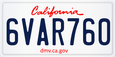 CA license plate 6VAR760