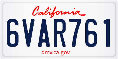 CA license plate 6VAR761