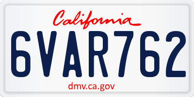 CA license plate 6VAR762