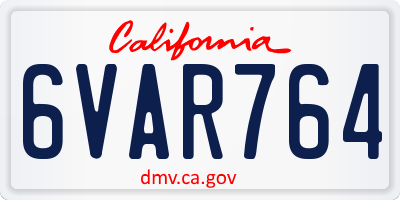 CA license plate 6VAR764