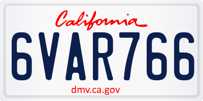 CA license plate 6VAR766