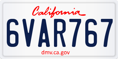CA license plate 6VAR767