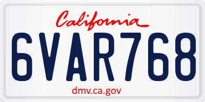 CA license plate 6VAR768
