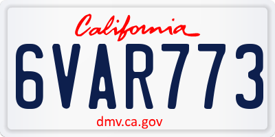 CA license plate 6VAR773