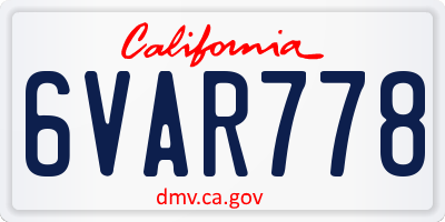 CA license plate 6VAR778