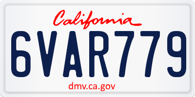 CA license plate 6VAR779