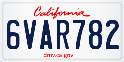 CA license plate 6VAR782