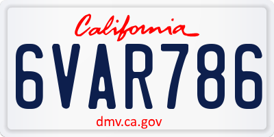 CA license plate 6VAR786