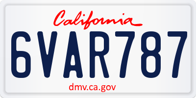 CA license plate 6VAR787