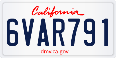 CA license plate 6VAR791