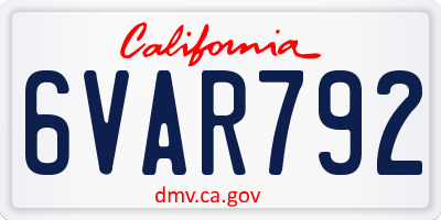 CA license plate 6VAR792