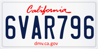 CA license plate 6VAR796