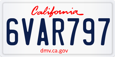 CA license plate 6VAR797