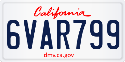 CA license plate 6VAR799