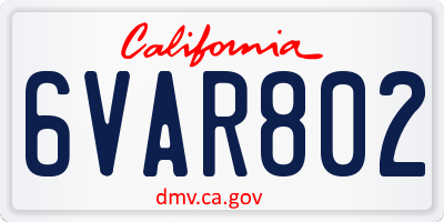 CA license plate 6VAR802
