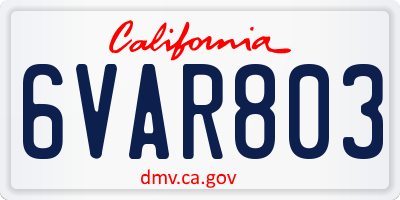 CA license plate 6VAR803