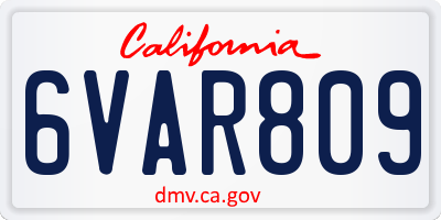 CA license plate 6VAR809