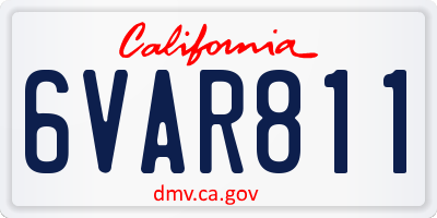 CA license plate 6VAR811
