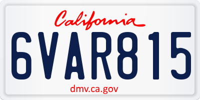 CA license plate 6VAR815