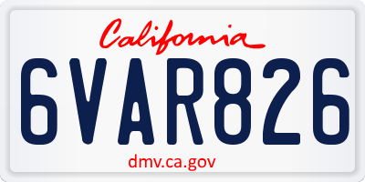 CA license plate 6VAR826