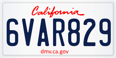 CA license plate 6VAR829