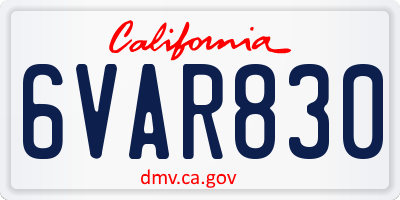 CA license plate 6VAR830