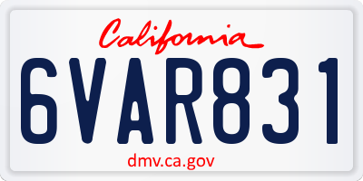 CA license plate 6VAR831