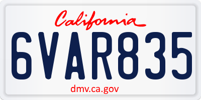 CA license plate 6VAR835