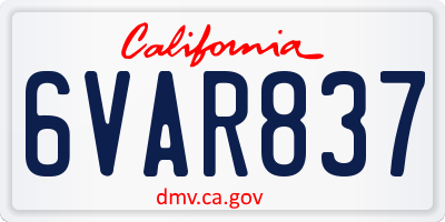 CA license plate 6VAR837