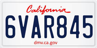CA license plate 6VAR845