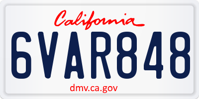 CA license plate 6VAR848