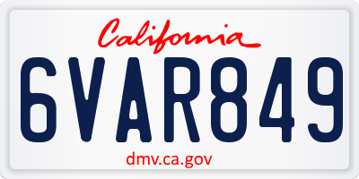 CA license plate 6VAR849