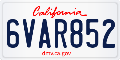 CA license plate 6VAR852