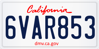 CA license plate 6VAR853