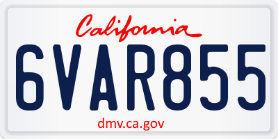 CA license plate 6VAR855