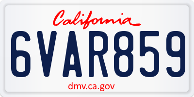 CA license plate 6VAR859