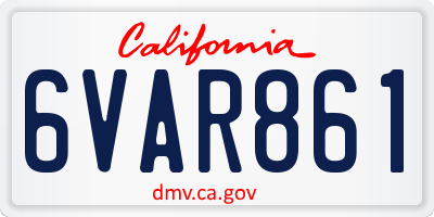 CA license plate 6VAR861