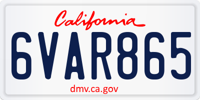 CA license plate 6VAR865