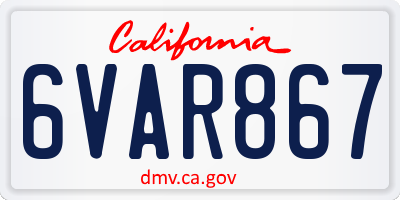 CA license plate 6VAR867